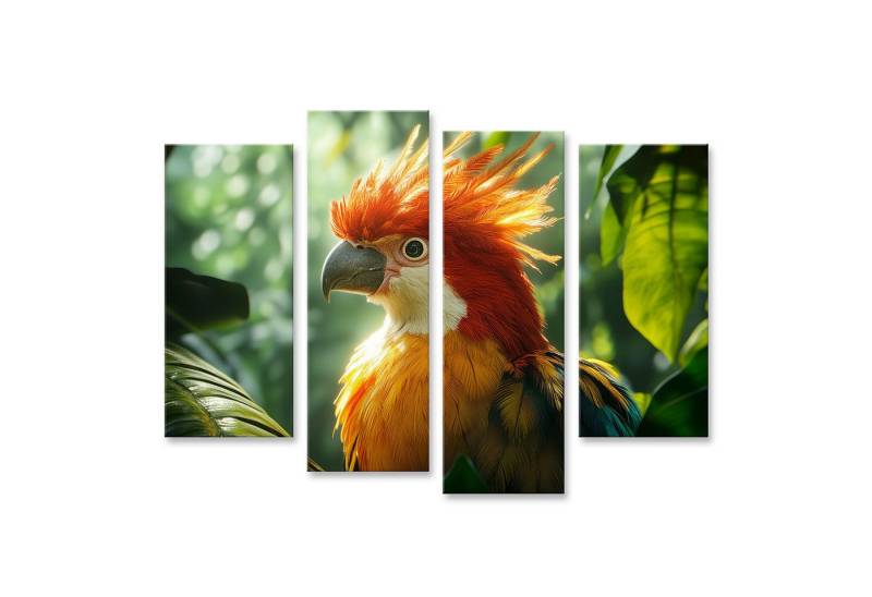 islandburner Leinwandbild, Leuchtender Papagei im Dschungellicht von islandburner