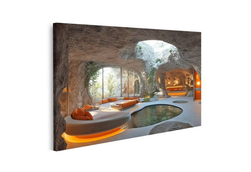 islandburner Leinwandbild, Moderne Höhlenwohnung mit natürlichem Licht und Pool von islandburner