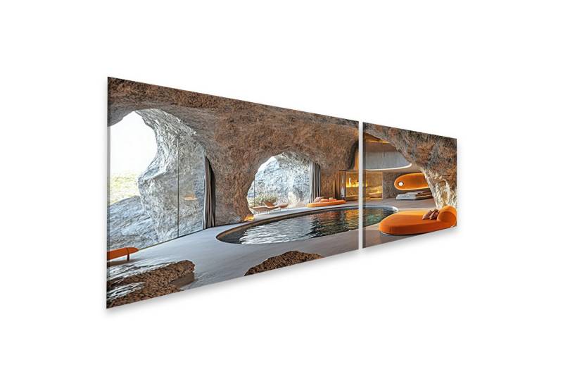 islandburner Leinwandbild, Moderne Höhlenwohnung mit stilvollem Interieur und Pool islandburner Leinwandbild, Moderne Höhlenwohnung mit stilvollem Interieur und Pool von islandburner