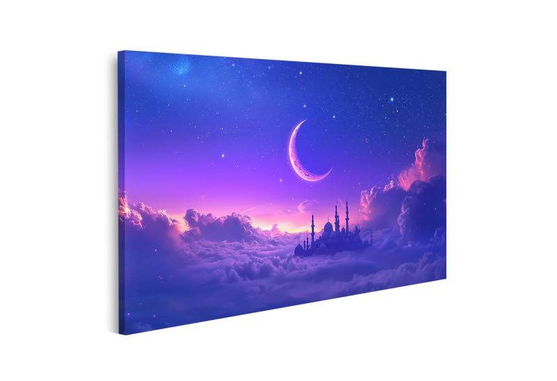 islandburner Leinwandbild, Mond über dem Schloss in den Wolken von islandburner