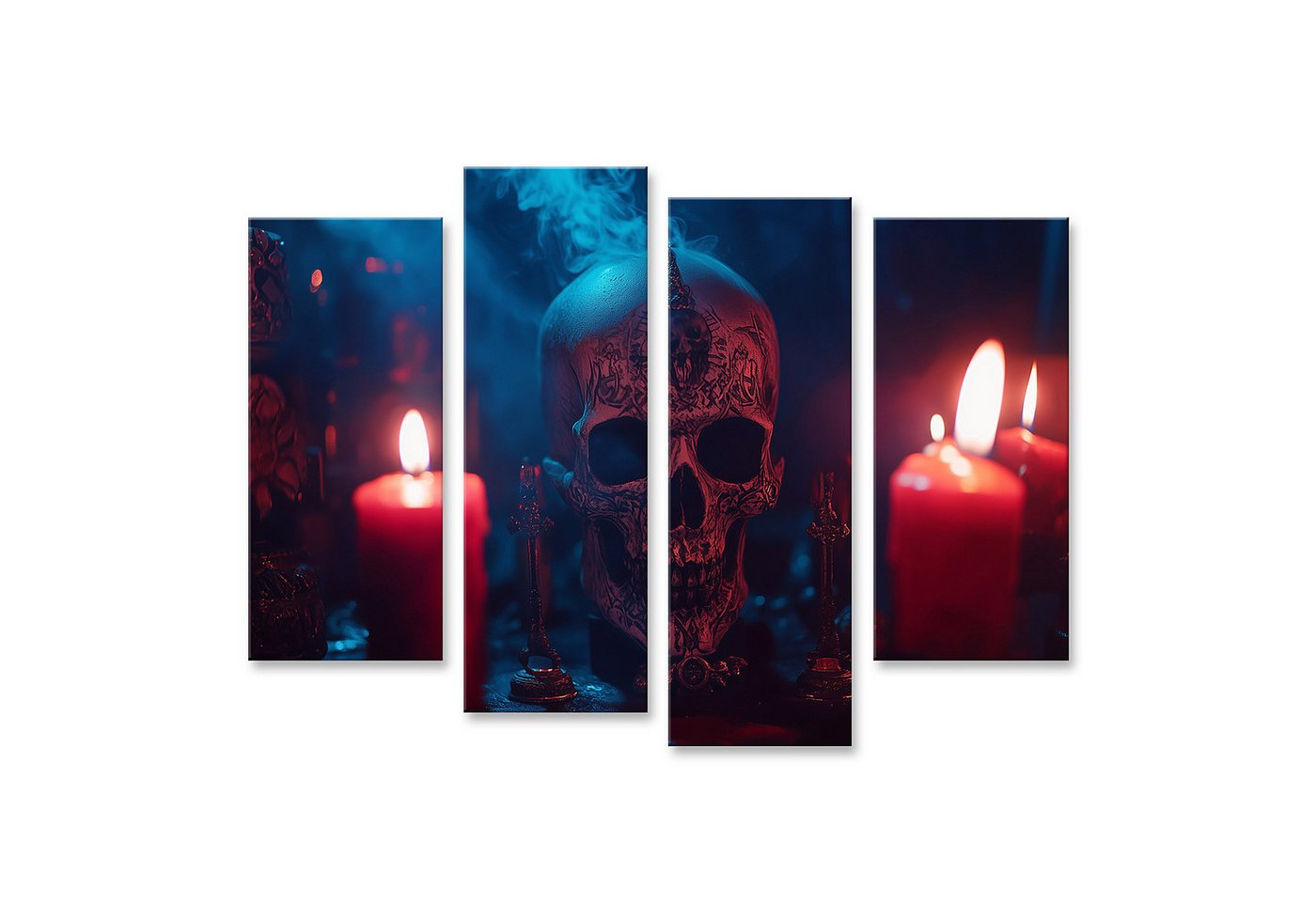 islandburner Leinwandbild, Mystischer Schädel mit Kerzen und Rauch islandburner Leinwandbild, Mystischer Schädel mit Kerzen und Rauch von islandburner