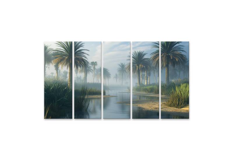 islandburner Leinwandbild, Nebeliger Morgen in der Palmenoase von islandburner