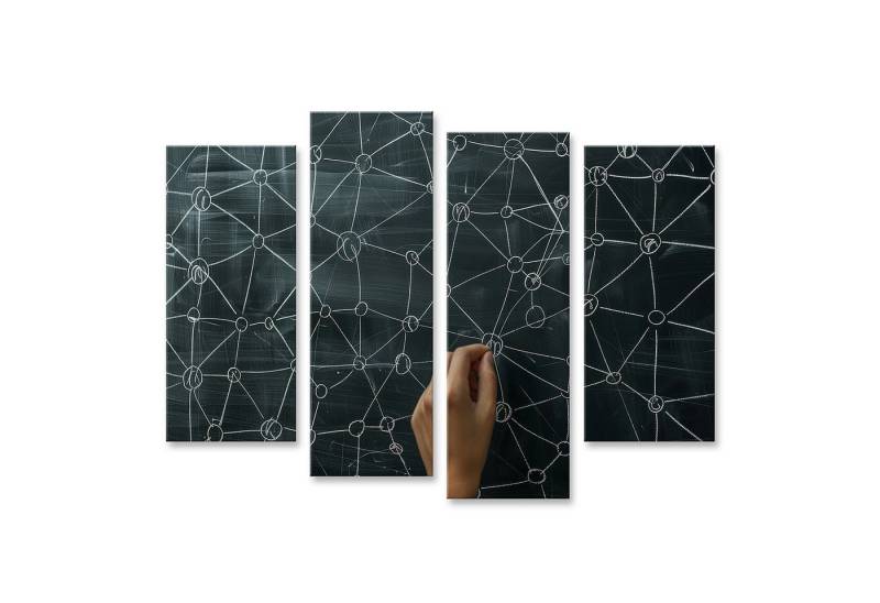islandburner Leinwandbild, Netzwerkvisualisierung an einer Tafel mit Kreide von islandburner