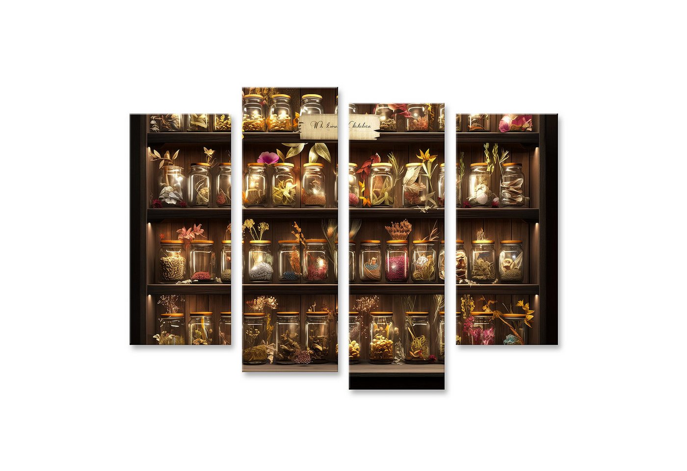 islandburner Leinwandbild, Regal mit dekorativen Gläsern voller Naturmaterialien islandburner Leinwandbild, Regal mit dekorativen Gläsern voller Naturmaterialien von islandburner