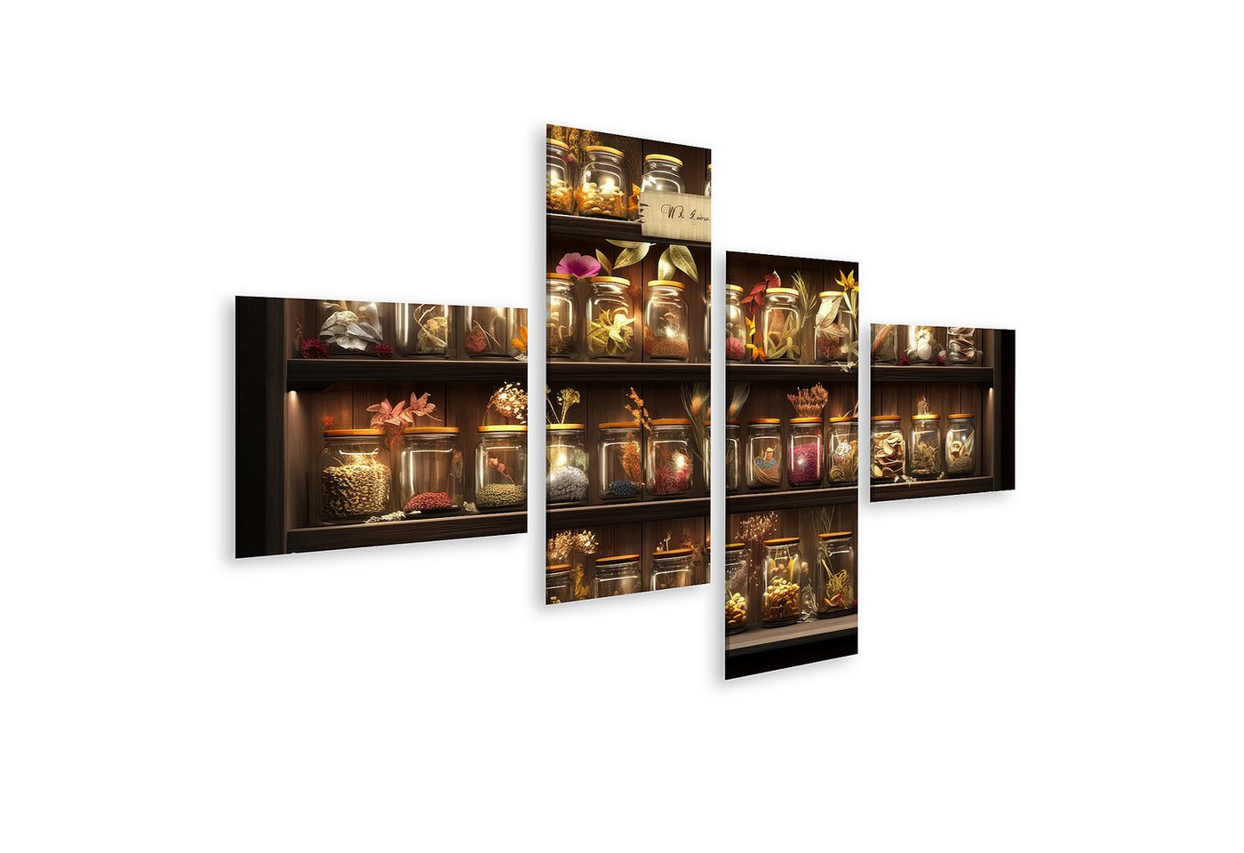 islandburner Leinwandbild, Regal mit dekorativen Gläsern voller Naturmaterialien islandburner Leinwandbild, Regal mit dekorativen Gläsern voller Naturmaterialien von islandburner