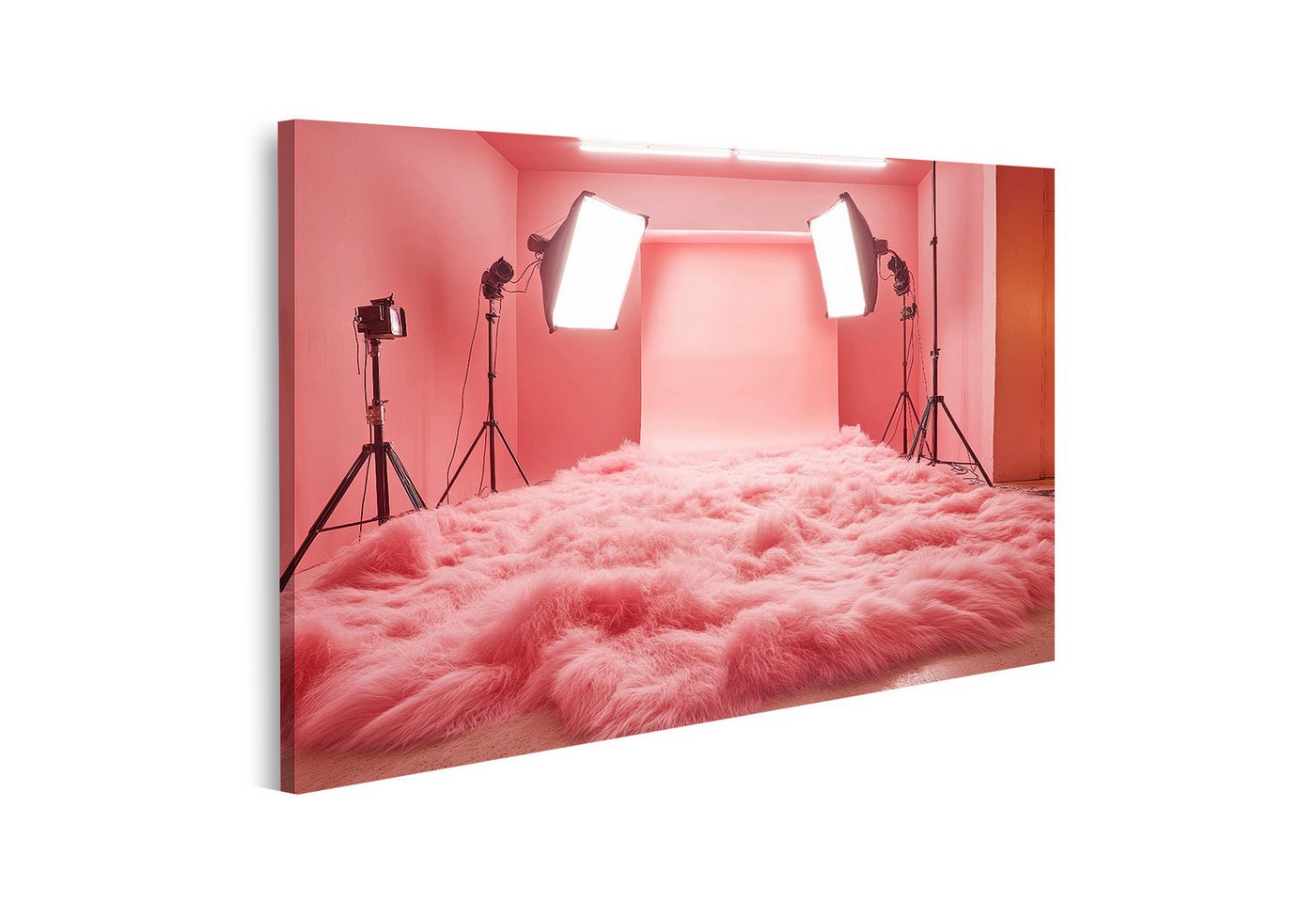 islandburner Leinwandbild, Rosa Studio mit flauschigem Teppich und Beleuchtung von islandburner