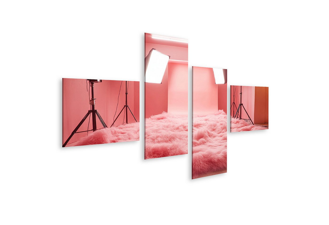 islandburner Leinwandbild, Rosa Studio mit flauschigem Teppich und Beleuchtung von islandburner