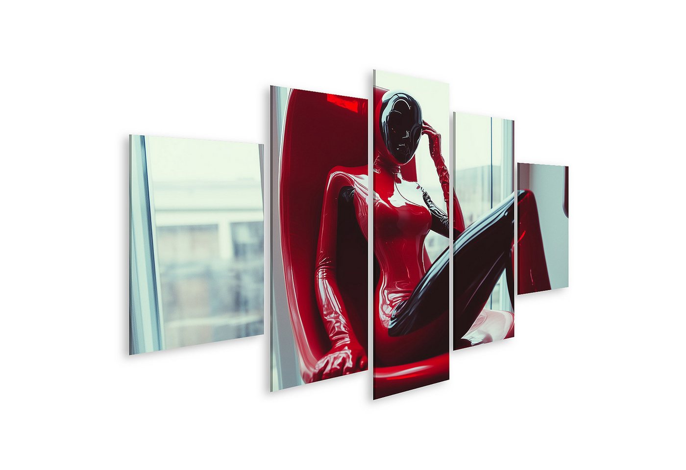 islandburner Leinwandbild, Rote futuristische Mannequinfigur in modernem Sessel islandburner Leinwandbild, Rote futuristische Mannequinfigur in modernem Sessel von islandburner