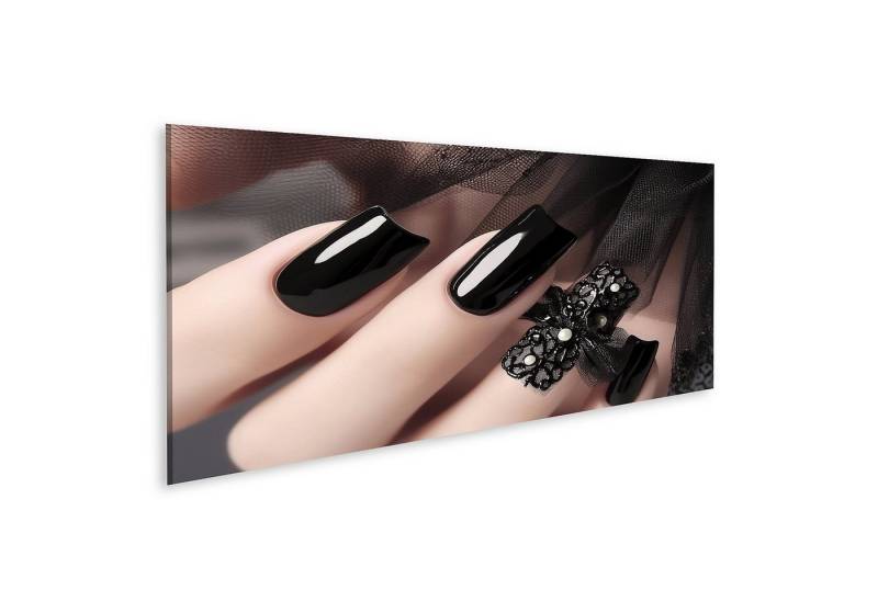islandburner Leinwandbild, Schwarze Nägel mit Spitze und Perlen Detail von islandburner