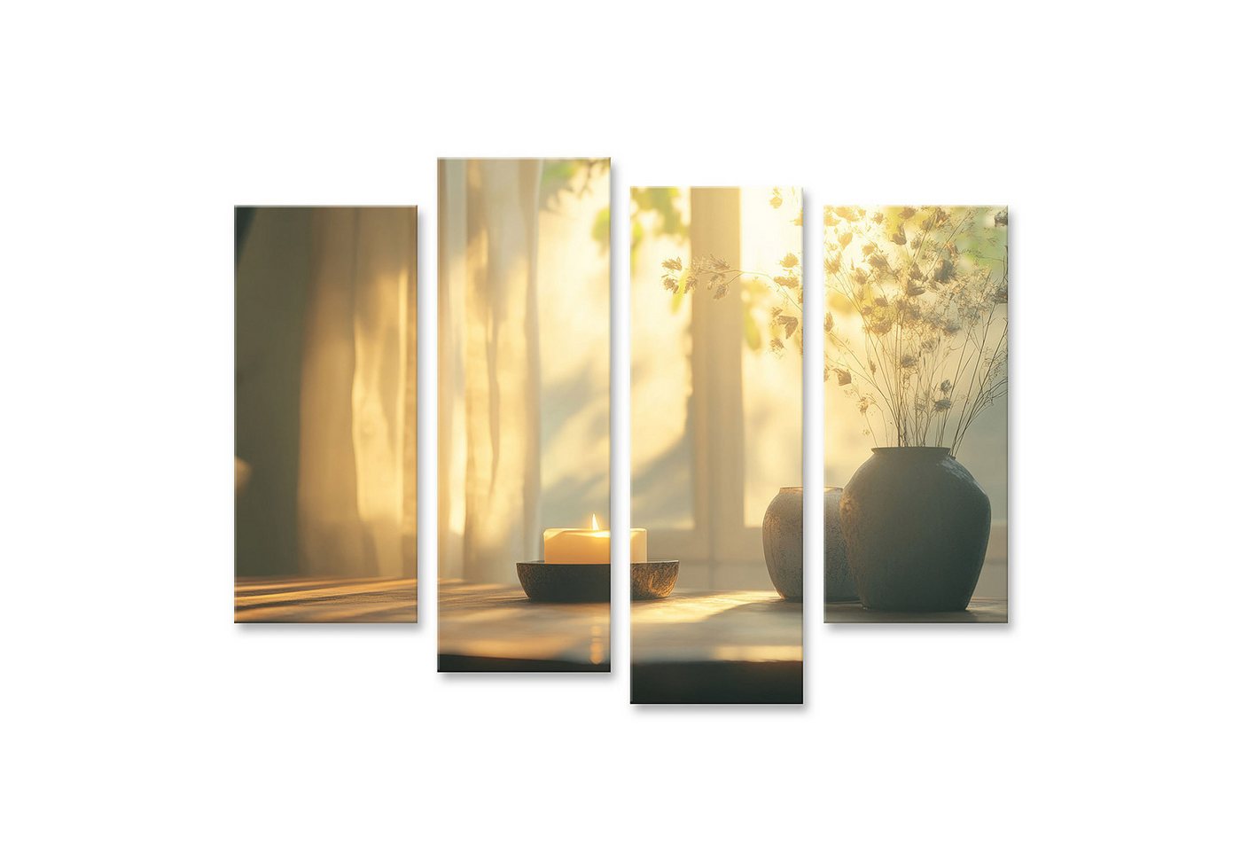 islandburner Leinwandbild, Sonnenlicht Kerze und Blumen in einer ruhigen Ecke islandburner Leinwandbild, Sonnenlicht Kerze und Blumen in einer ruhigen Ecke von islandburner