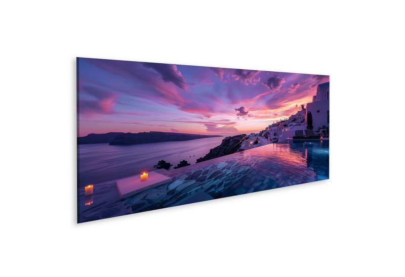 islandburner Leinwandbild, Traumhafter Sonnenuntergang am Pool in Santorin von islandburner