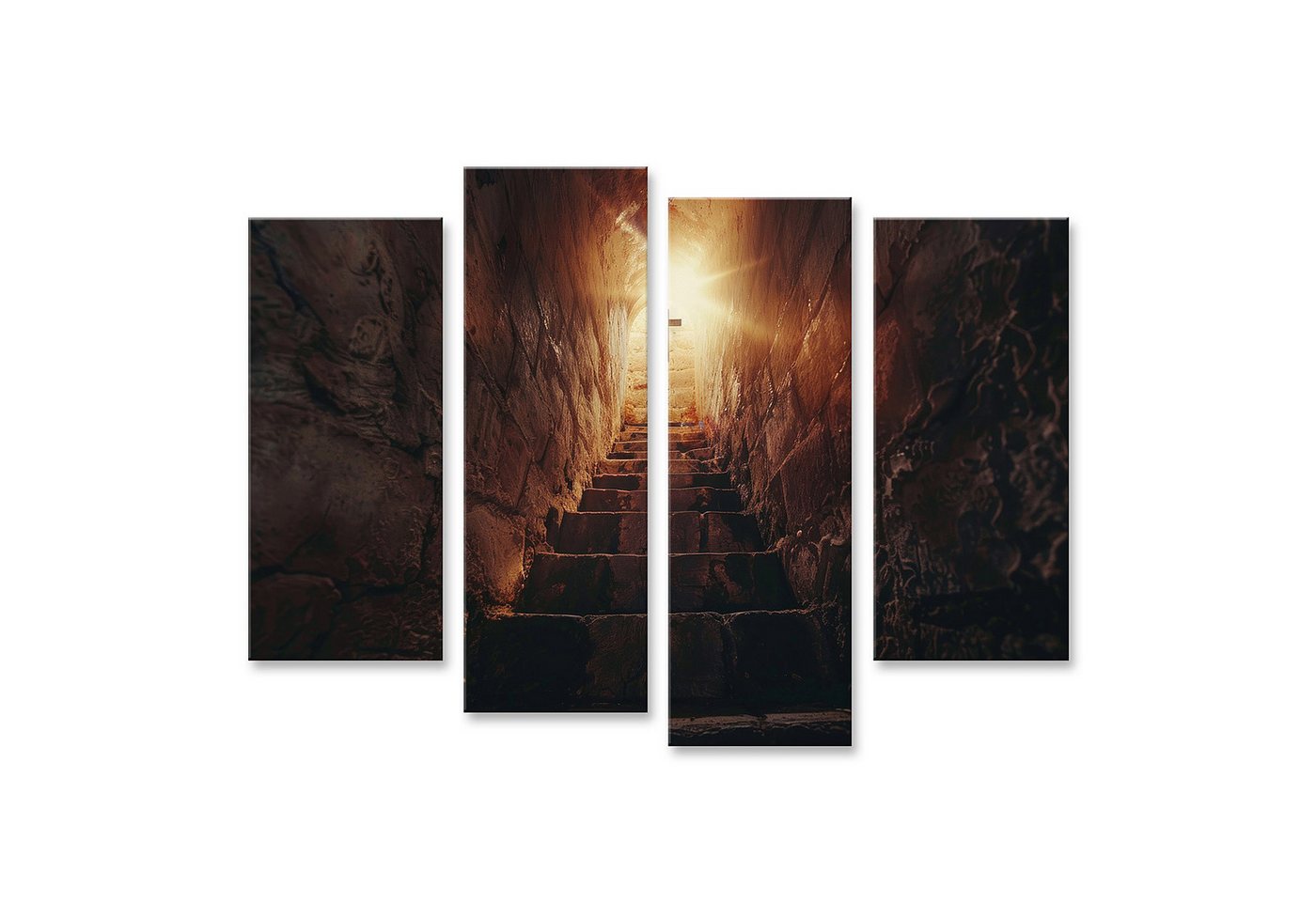 islandburner Leinwandbild, Treppe zu einem leuchtenden Kreuz in der Höhle von islandburner