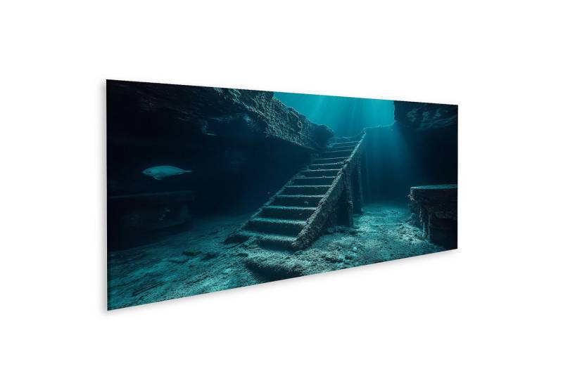 islandburner Leinwandbild, Versunkene Treppe im Ozean mit Lichtstrahlen von islandburner