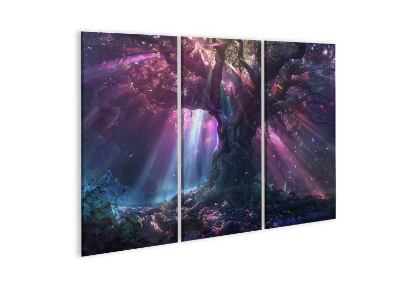 islandburner Leinwandbild, Zauberhafter Wald mit magischen Lichtstrahlen von islandburner