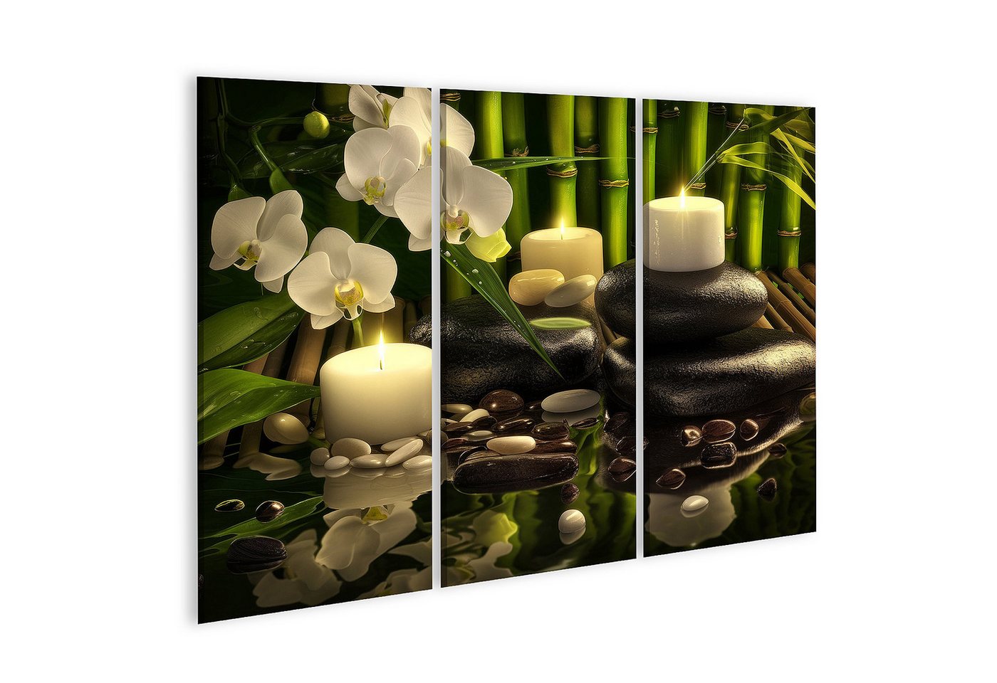 islandburner Leinwandbild, Zen Spa Stille mit Kerzen und Orchideen von islandburner