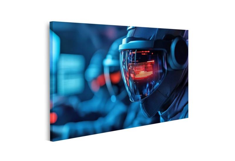 islandburner Leinwandbild, Zukunftsorientierter Pilot mit Visier Display von islandburner