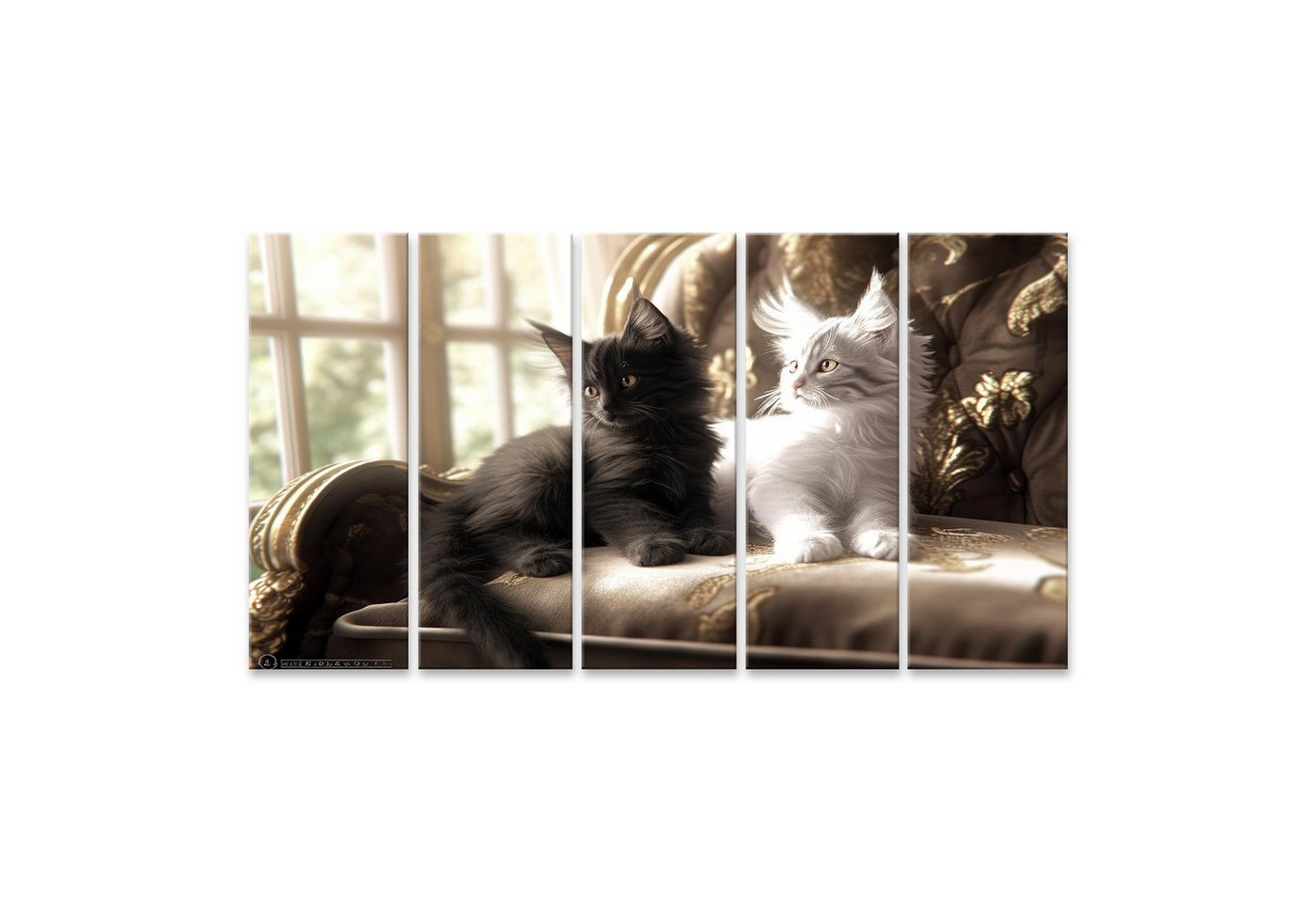 islandburner Leinwandbild, Zwei elegante Katzen auf einem luxuriösen Sofa von islandburner