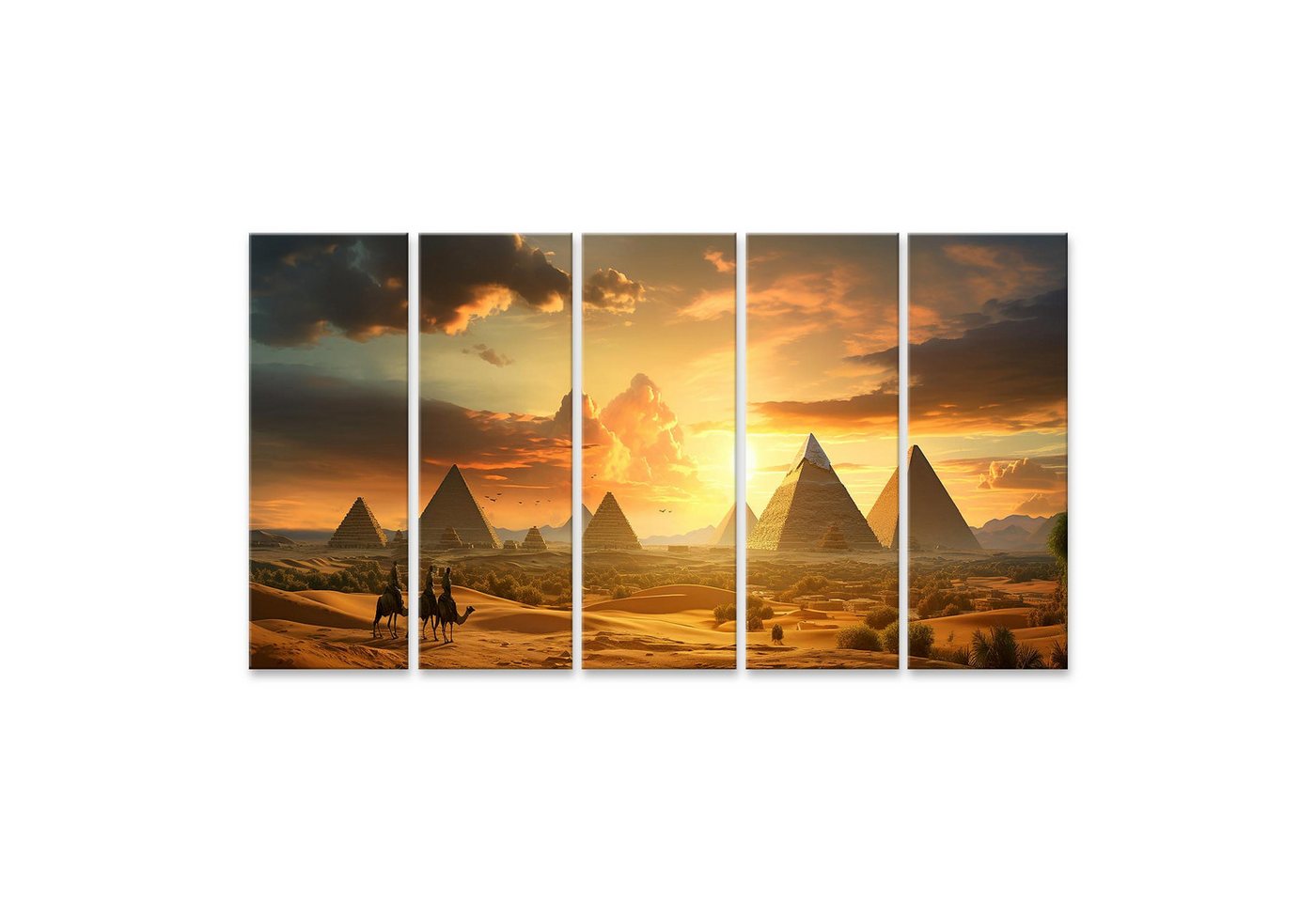 islandburner Leinwandbild Ägyptische Wüste Pyramiden Sonnenuntergang Bilder von islandburner