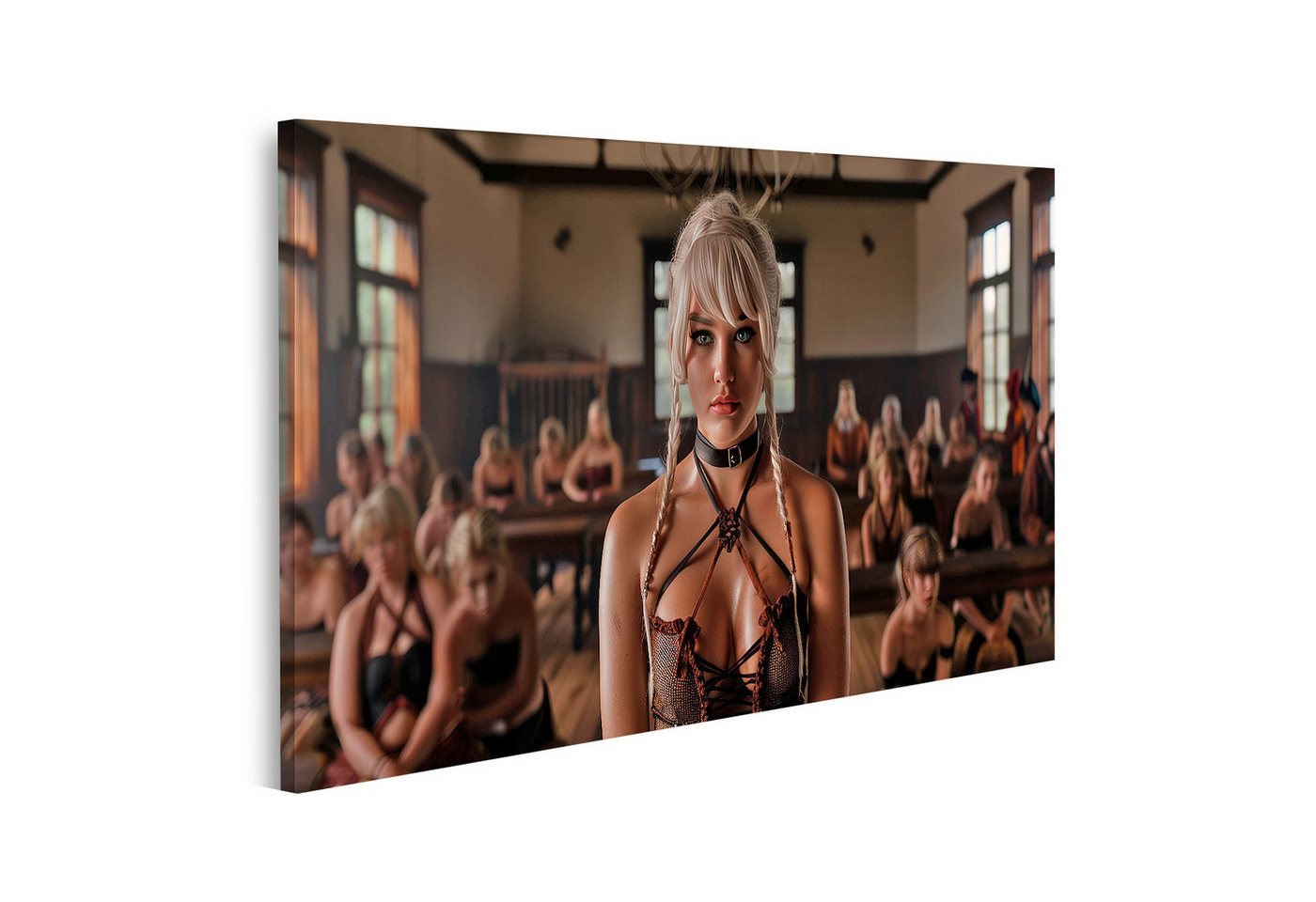 islandburner Leinwandbild BDSM im historischen Klassenzimmer Wandbild, 80x40cm, Wanddeko Leinwand, 250 g/m² Canvas, Made in Germany von islandburner