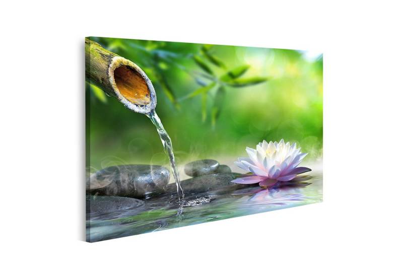 islandburner Leinwandbild Bambus Wasserfall und Blume im Zen Garten Wandbild islandburner Leinwandbild Bambus Wasserfall und Blume im Zen Garten Wandbild von islandburner