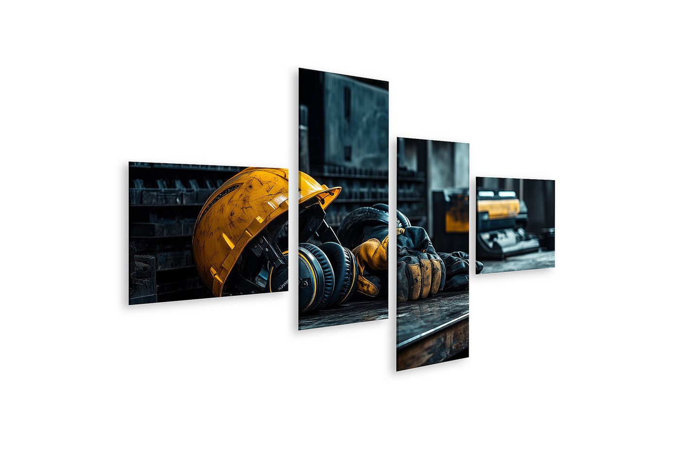 islandburner Leinwandbild Bauarbeiter Sicherheitsausruestung Werkbank Arbeitsplatz Wandbild von islandburner