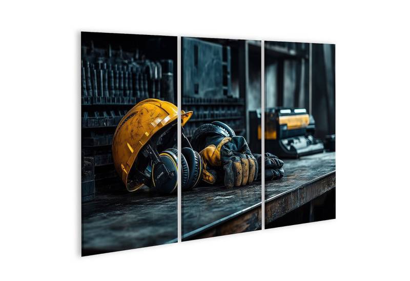 islandburner Leinwandbild Bauarbeiter Sicherheitsausruestung Werkbank Arbeitsplatz Wandbild von islandburner