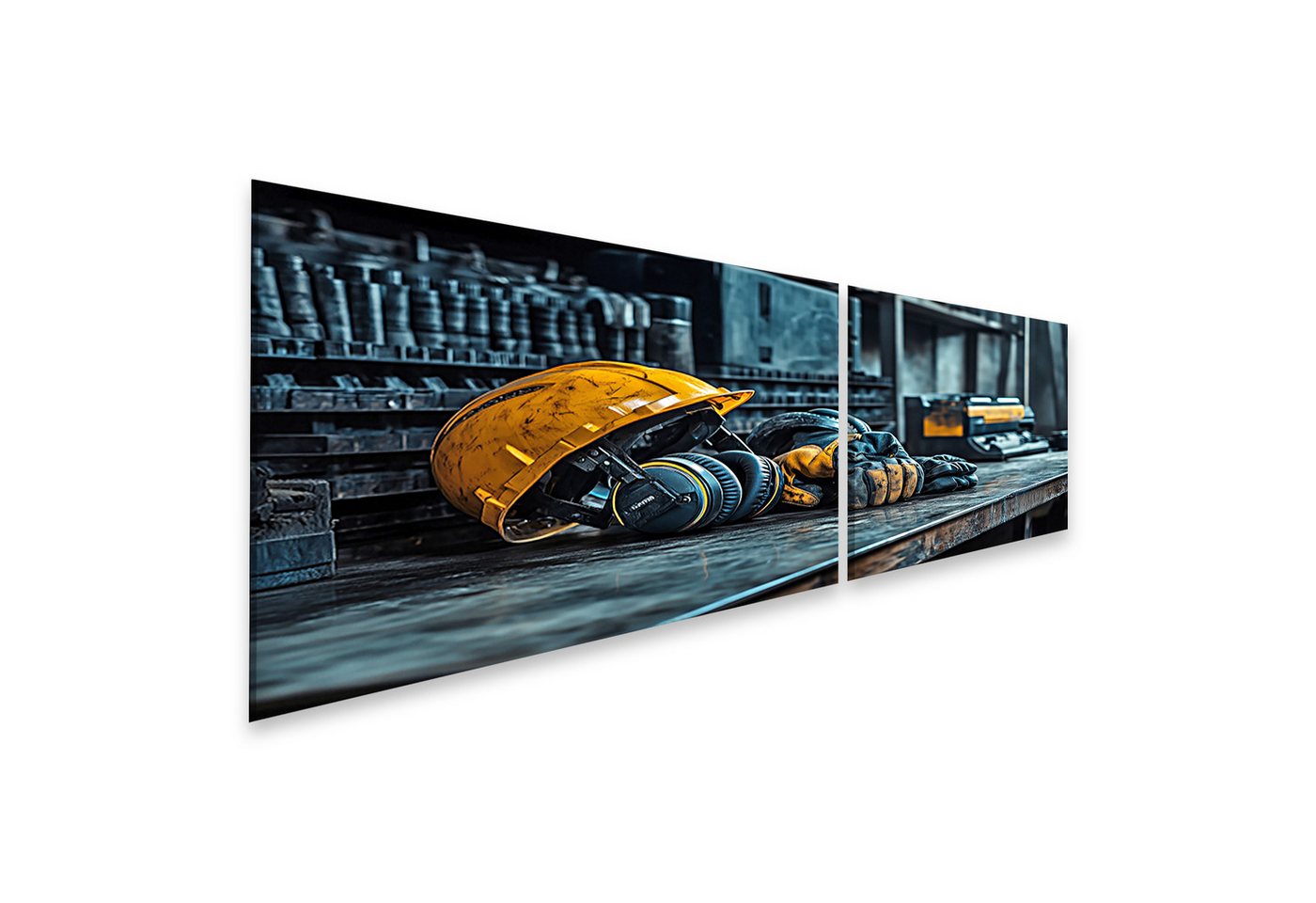 islandburner Leinwandbild Bauarbeiter Sicherheitsausruestung Werkbank Arbeitsplatz Wandbild von islandburner