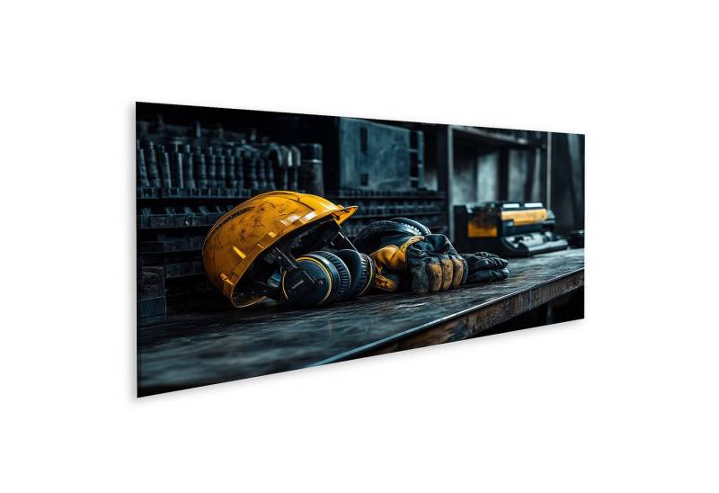 islandburner Leinwandbild Bauarbeiter Sicherheitsausruestung Werkbank Arbeitsplatz Wandbild von islandburner