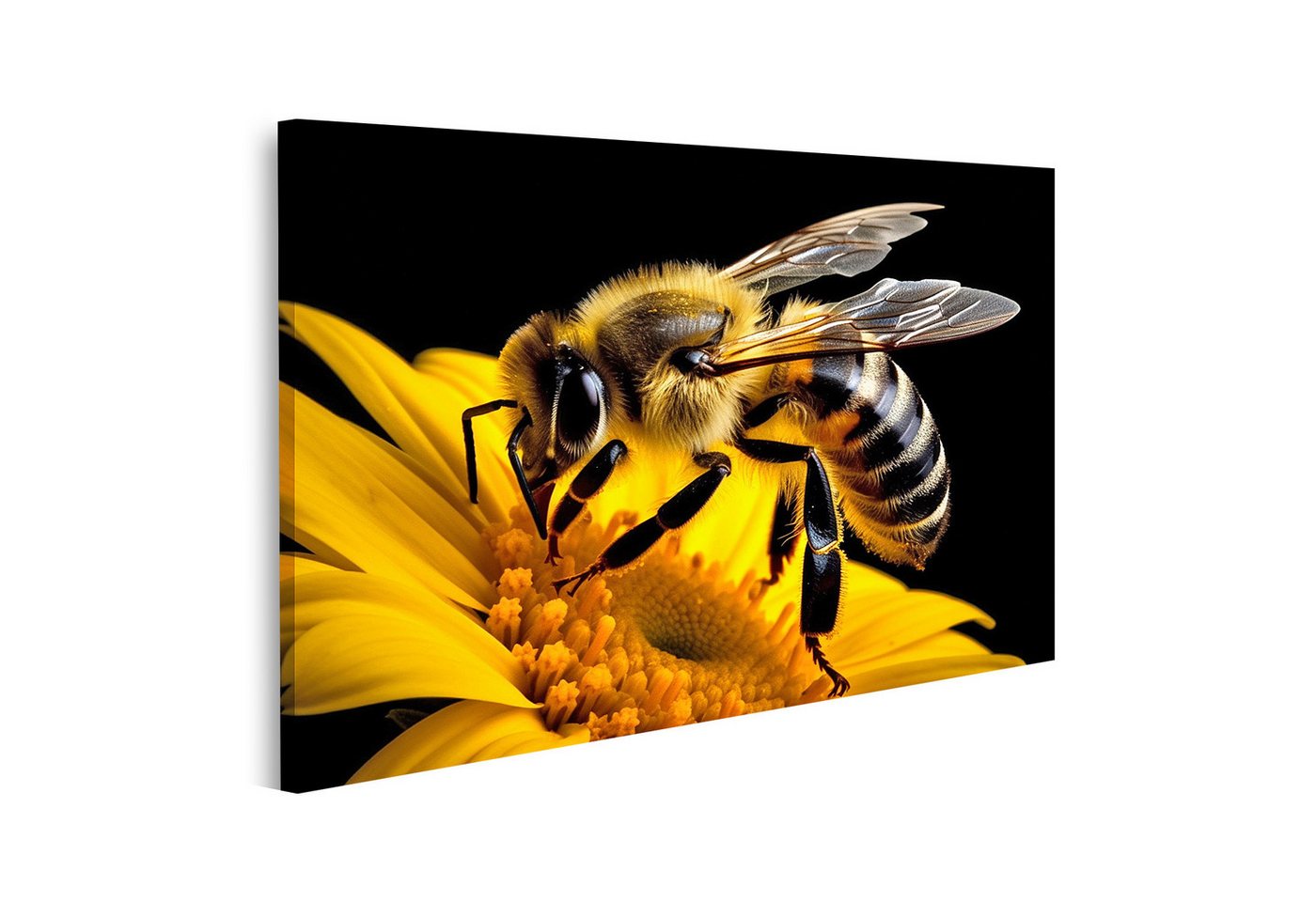 islandburner Leinwandbild Biene Auf Gelber Blume Makroaufnahme In Der Natur Wandbild islandburner Leinwandbild Biene Auf Gelber Blume Makroaufnahme In Der Natur Wandbild von islandburner