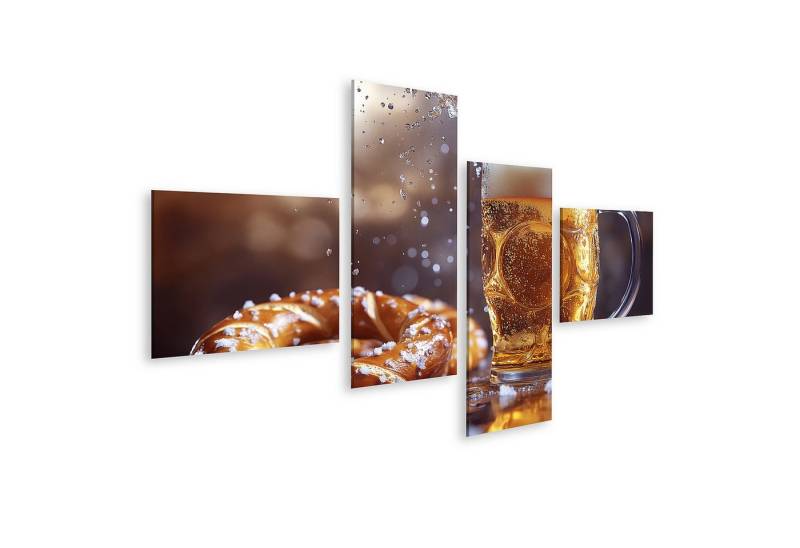 islandburner Leinwandbild Bierkrug mit Brezel auf holzernen Tisch von islandburner