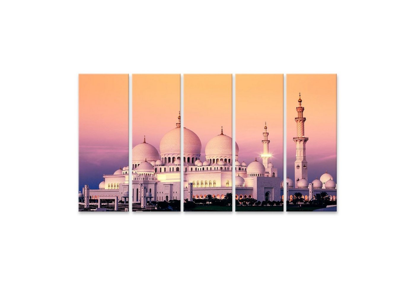 islandburner Leinwandbild Bild auf Leinwand Abu Dhabi Sheikh Zayed Moschee bei Sonnenuntergang W von islandburner