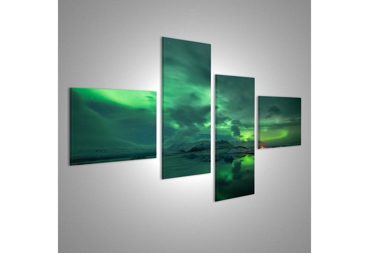 islandburner Leinwandbild Bild auf Leinwand Aurora Borealis Nordlicht Jokulsarlon Lagune In Isla von islandburner