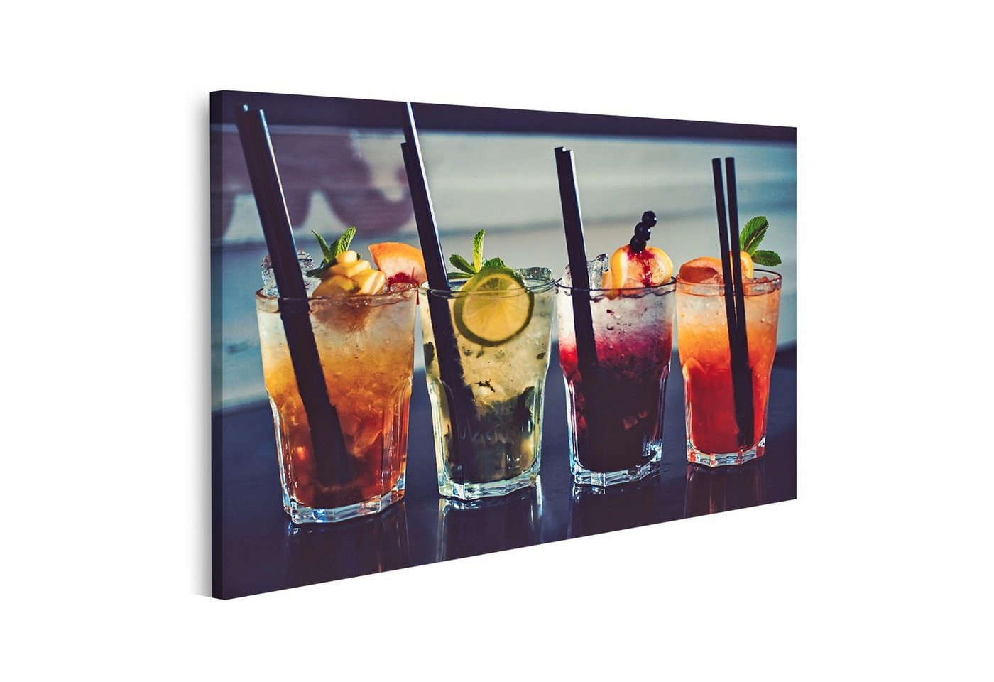 islandburner Leinwandbild Bild auf Leinwand Bars Cocktail Getränke Serviert Gläser Strohhalme Wa von islandburner