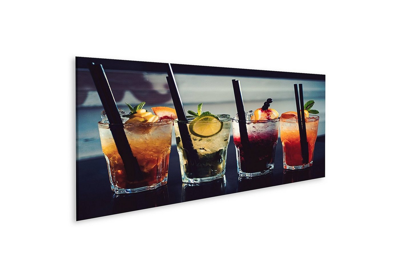 islandburner Leinwandbild Bild auf Leinwand Bars Cocktail Getränke Serviert Gläser Strohhalme Wa von islandburner