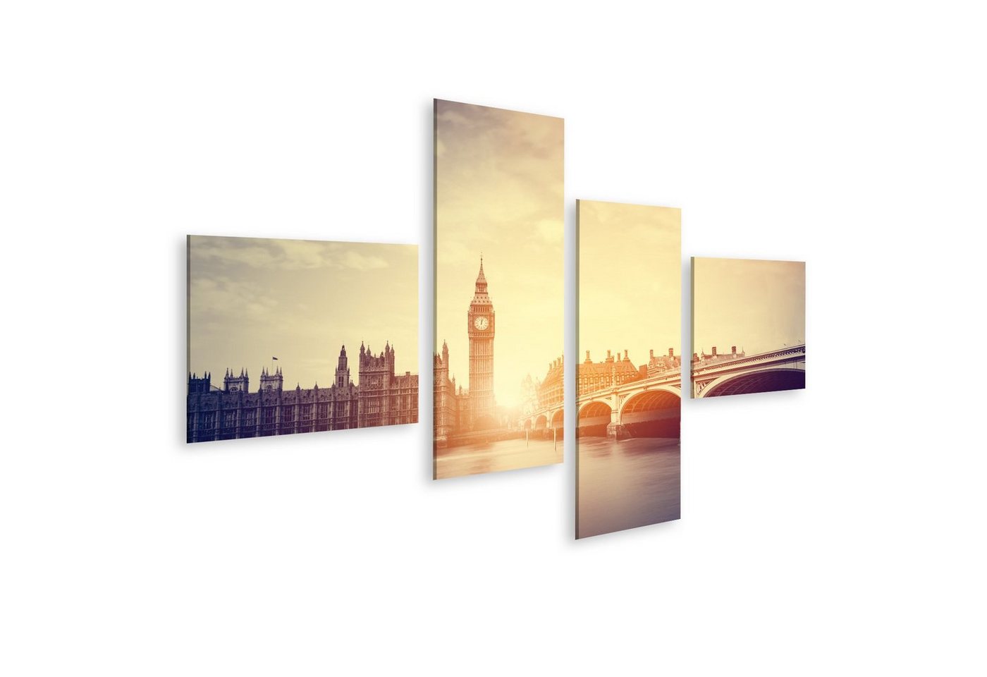 islandburner Leinwandbild Bild auf Leinwand Big Ben Westminster Bridge Fluss Themse London Uk Vi von islandburner