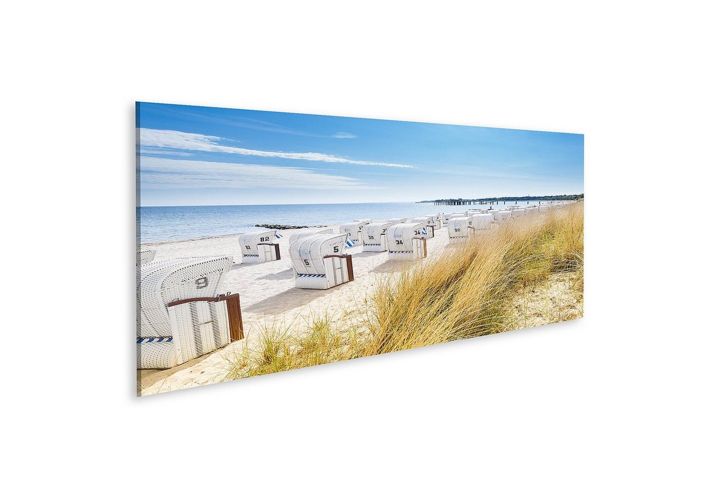 islandburner Leinwandbild Bild auf Leinwand Blick Von Einer Düne Auf Strandkörbe Nordseestrand O von islandburner