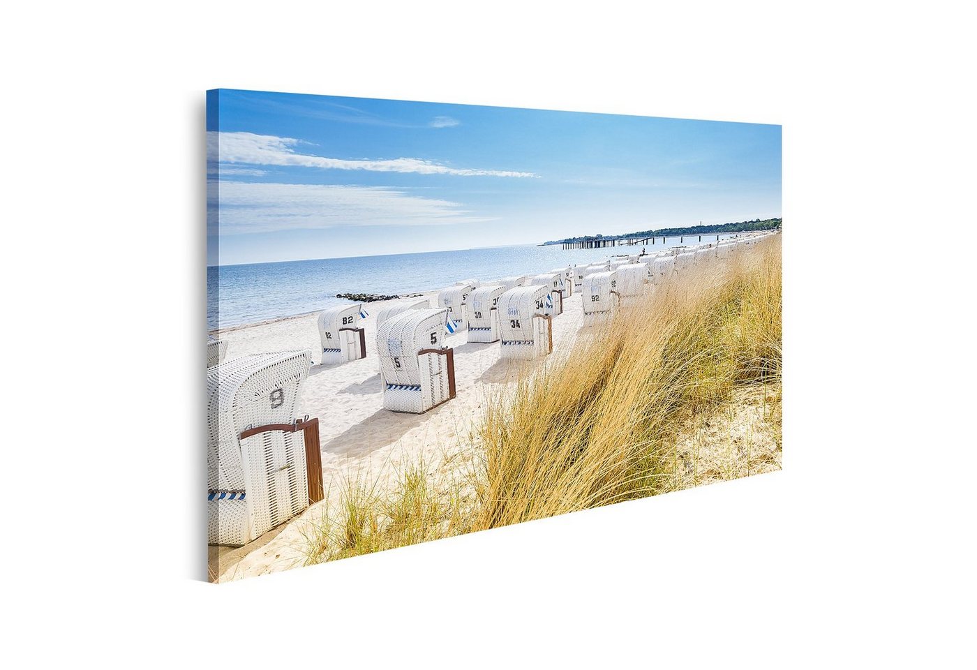 islandburner Leinwandbild Bild auf Leinwand Blick Von Einer Düne Auf Strandkörbe Nordseestrand O von islandburner