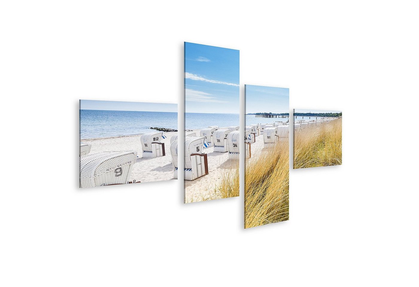 islandburner Leinwandbild Bild auf Leinwand Blick von einer Düne auf Strandkörbe Wandbild Poster von islandburner