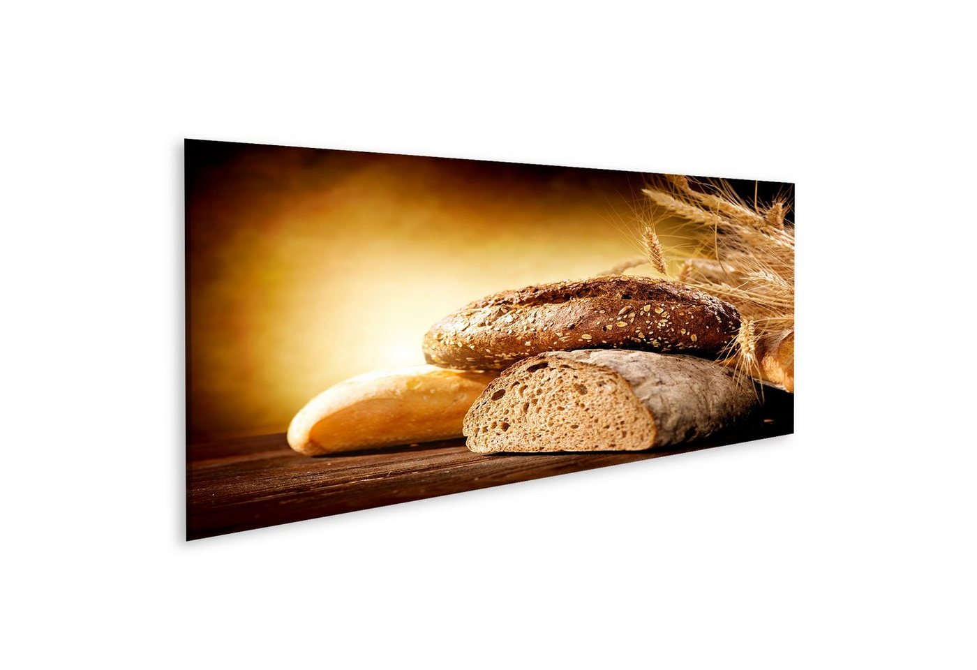 islandburner Leinwandbild Bild auf Leinwand Brot Holztisch Bäckerei Wandbild Poster Kunstdruck B von islandburner