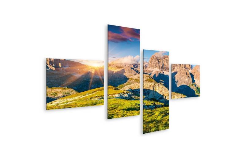 islandburner Leinwandbild Bild auf Leinwand Bunter Sommer Sonnenuntergang Am Paternkofel Gebirge von islandburner