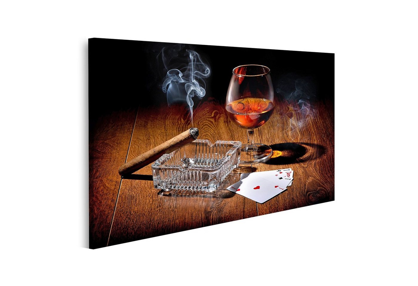 islandburner Leinwandbild Bild auf Leinwand Casino Karten spielen in der Nähe von Weinglas Whisk von islandburner