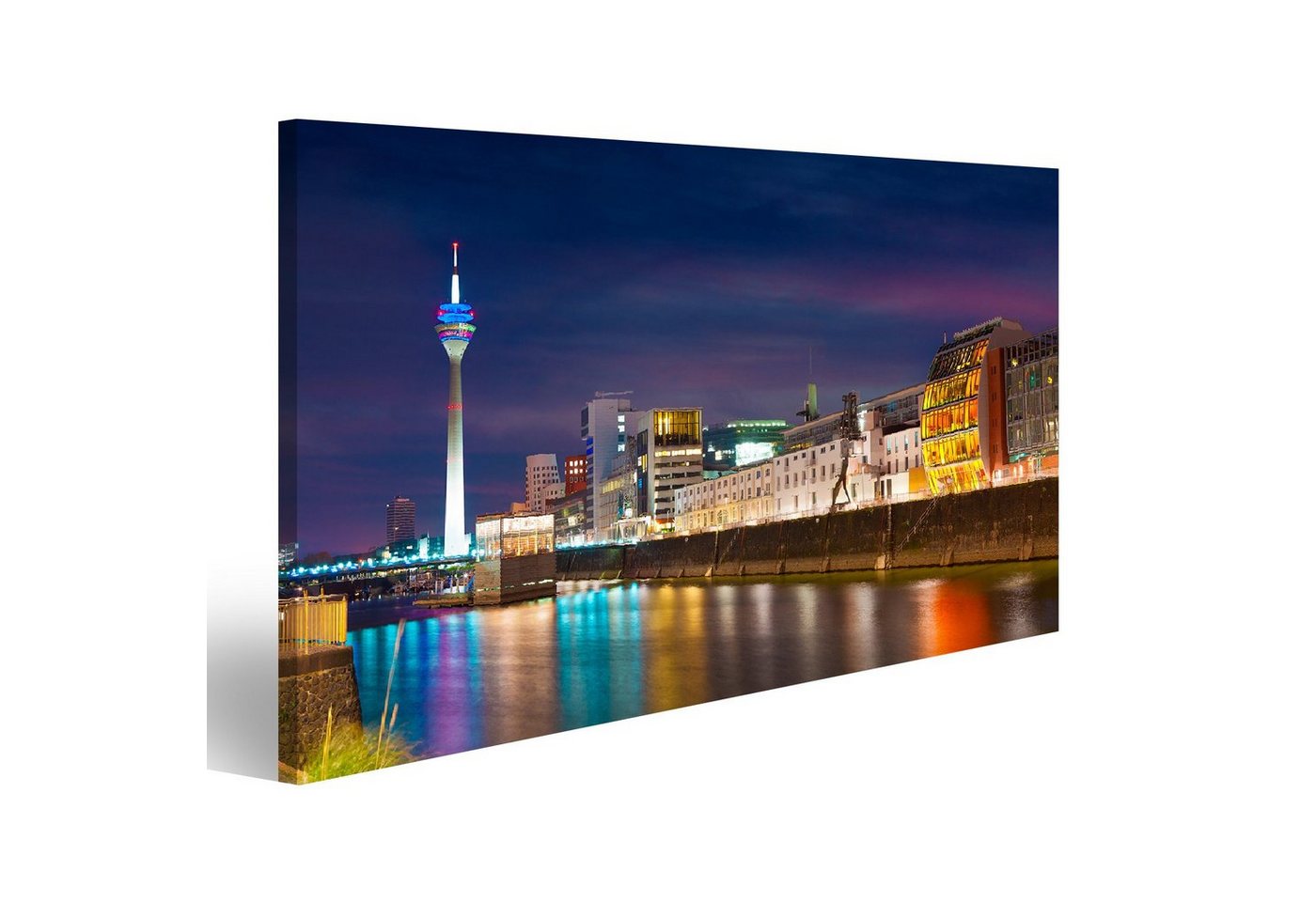 islandburner Leinwandbild Bild auf Leinwand Düsseldorf Rheinturm In Der Weichen Nachtlicht Nordr von islandburner