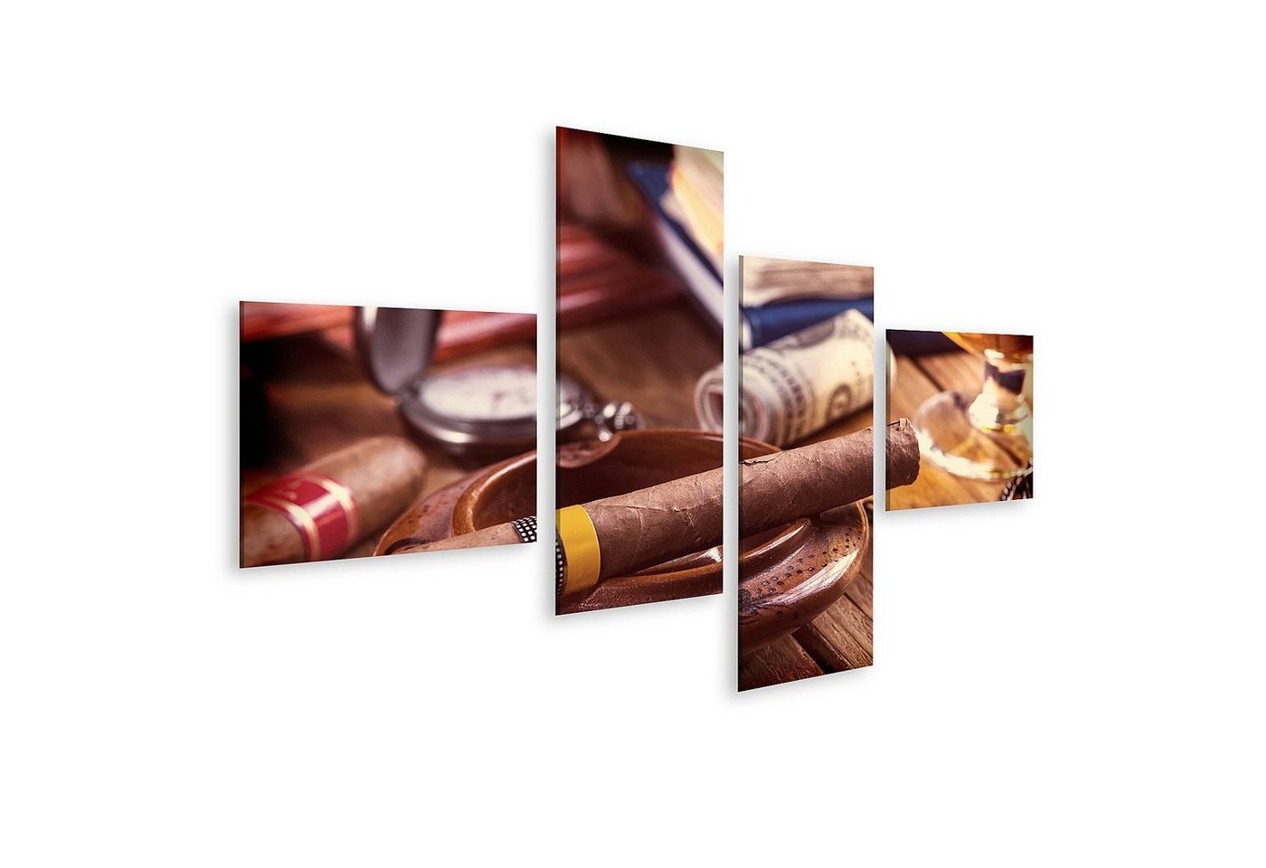 islandburner Leinwandbild Bild auf Leinwand Entspannende nische Zigarre Hard Day Glas Rum Wandbi von islandburner
