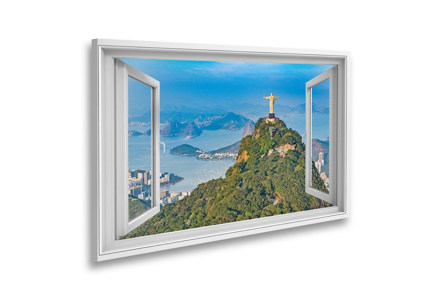 islandburner Leinwandbild Fensterblick Luftaufnahme des Corcovado Berges von Rio De Janeiro mit von islandburner