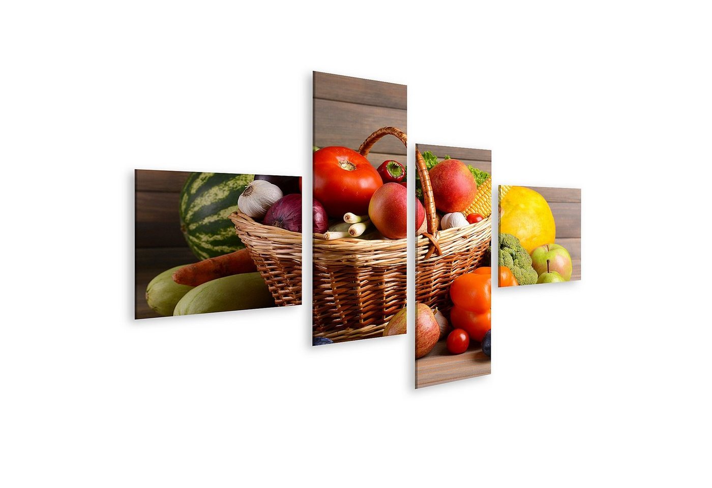islandburner Leinwandbild Bild auf Leinwand Frisches Bio-Obst und -Gemüse auf hölzernem Hintergr islandburner Leinwandbild Bild auf Leinwand Frisches Bio-Obst und -Gemüse auf hölzernem Hintergr von islandburner