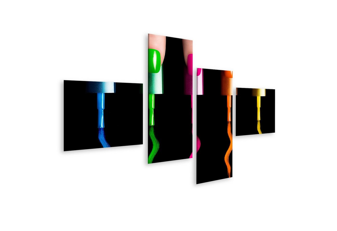 islandburner Leinwandbild Bild auf Leinwand Fünf Finger Mit Fünf Nagellack Pinsel Malt In Fluorf von islandburner