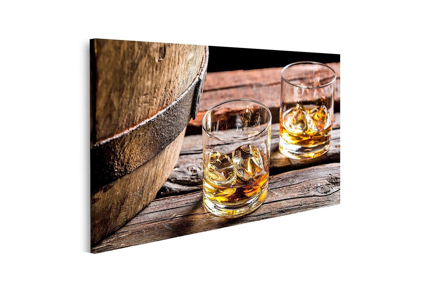 islandburner Leinwandbild Bild auf Leinwand Glas Whiskey im alten Keller Wandbild Poster Kunstdr von islandburner
