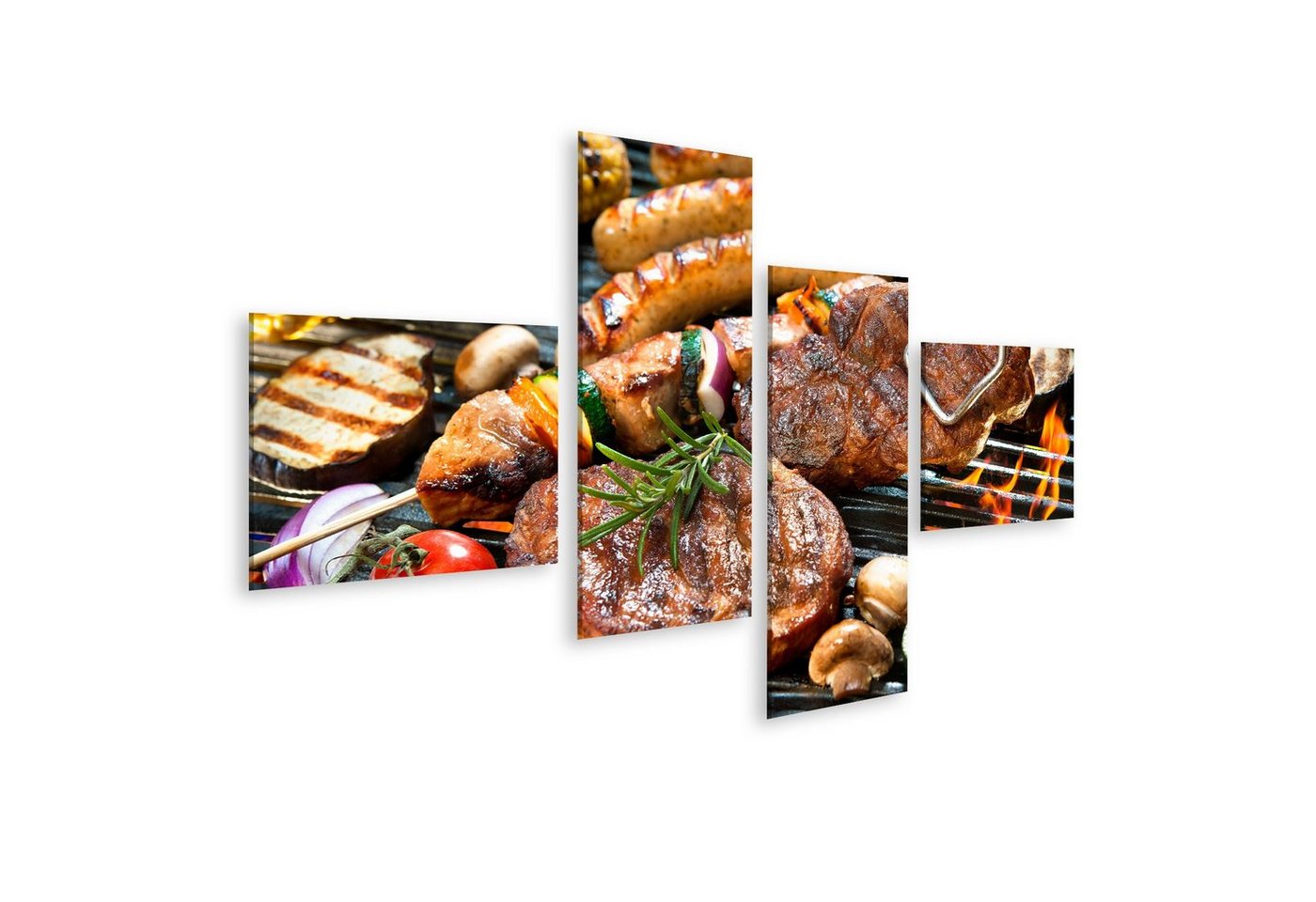 islandburner Leinwandbild Bild auf Leinwand Grill Assorted Delicious Grilled Meat Vegetable Over von islandburner