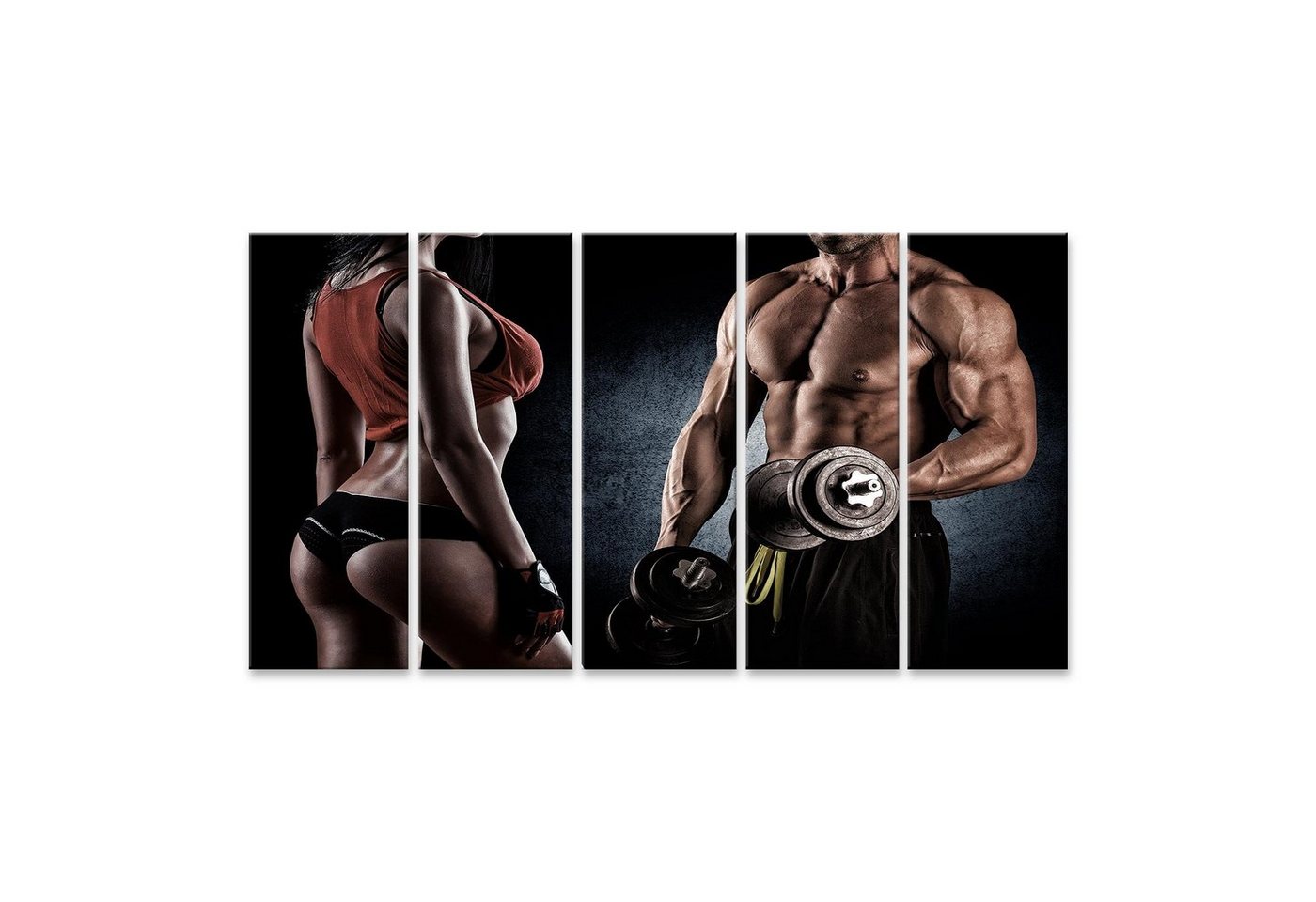 islandburner Leinwandbild Bild auf Leinwand Gym Muskulöser junger Mann Heben von Gewichten Schön von islandburner