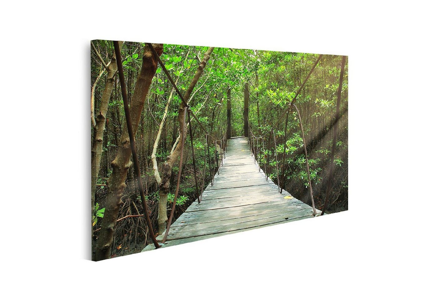 islandburner Leinwandbild Bild auf Leinwand Hängebrücke im Wald Wandbild Poster Kunstdruck Bilde von islandburner